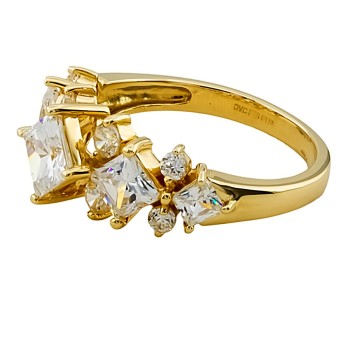 14ct Gold Cubic Zirconia Cluster Ring size M